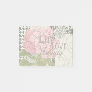 Chic Pink Hydrangea Collage Vintage Damask Art Post-it Notes