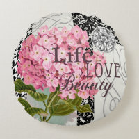 Chic Pink Hydrangea Collage Vintage Damask Art