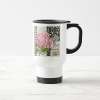 Chic Pink Hydrangea Collage Vintage Damask Art