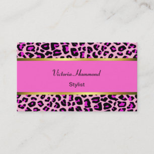 Chic Pink Jaguar Print Business Card