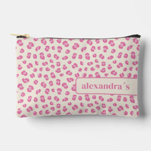 Chic Pink Leopard Pattern Personalized Accessory Pouch