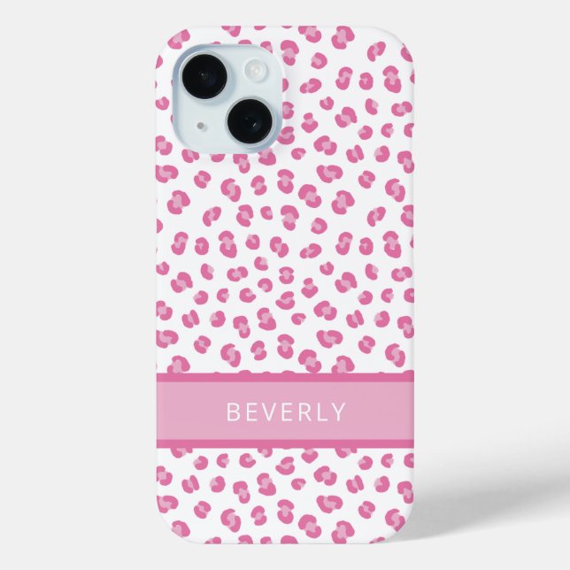 Chic Pink Leopard Print Personalized Case-Mate iPhone Case (Back)