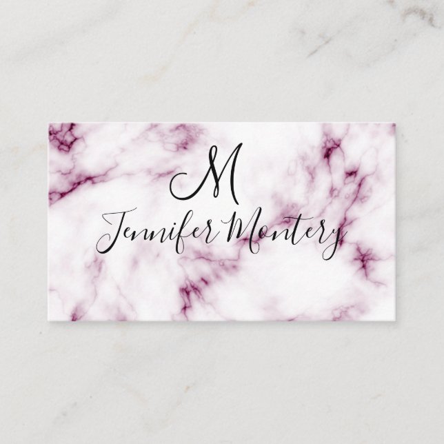 chic pink marble nail Salon business card (Front)