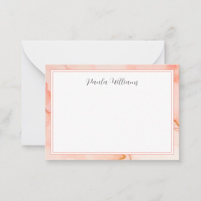 Chic Pink Marble Script Card (Front)
