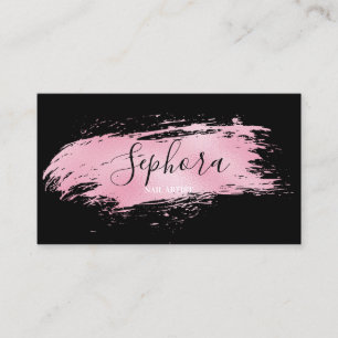 Chic Pink Metallic Foil  Paint Stroke Business Card