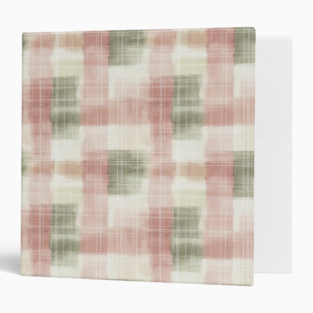 Chic Pink Mint Cream Plaid Stripes   Binder (Front/Inside)