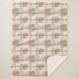 Chic Pink Mint Cream Plaid Stripes Birthday Sherpa Blanket
