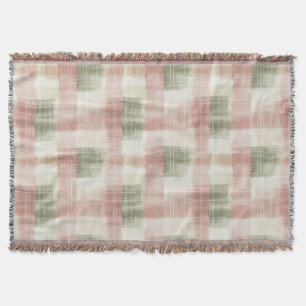 Chic Pink Mint Cream Plaid Stripes Birthday Throw Blanket