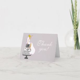 Chic Pink Modern Bride Bridal Shower Thank You Card