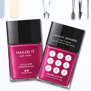 Chic Pink Nail Polish Bottle Nail Salon Loyalty Card