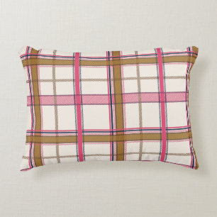 Chic Pink Navy Plaid Aesthetic Accent Pillow