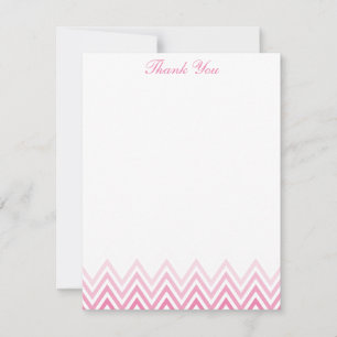 Chic Pink Ombre Chevrons Note Cards