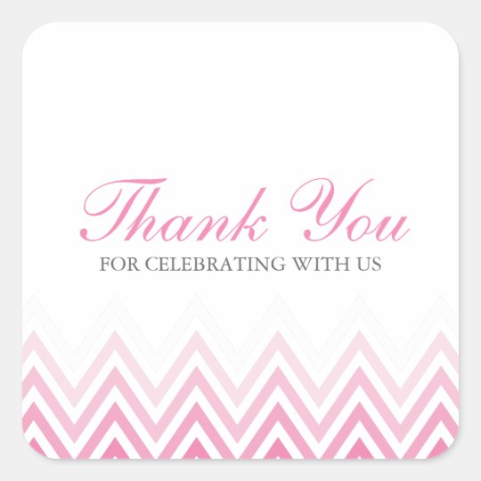 Chic Pink Ombre Chevrons Square Sticker