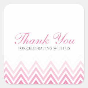 Chic Pink Ombre Chevrons Square Sticker