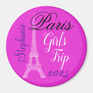 Chic Pink Paris Eiffel Tower Girls Trip Magnet