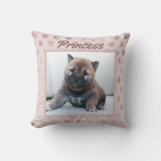 Chic Pink Pet Photo Christmas Holiday Throw Pillow