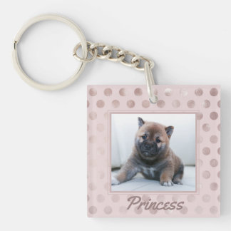 Chic Pink Pet Photo - Who's a Good Dog? Keychain