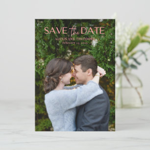 Chic Pink Photo Modern Wedding Save The Date