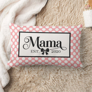 Chic Pink Polka Dot Custom Mama Keepsake Lumbar Pillow