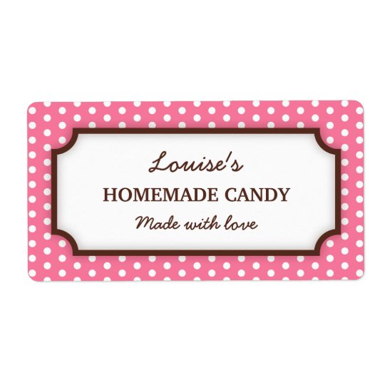 Chic pink polka dot dots pattern canning jar label shipping label