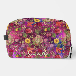 Chic pink purple flowers monogram floral pattern dopp kit