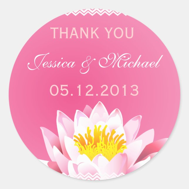 Chic Pink Radial Lotus Thank You Sticker (Front)