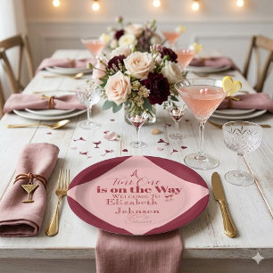 Chic Pink & Red "A Tini One" Baby Shower Paper Plate