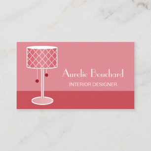 Chic Pink Retro Quatrefoil Lamp Interior Designer Business Card