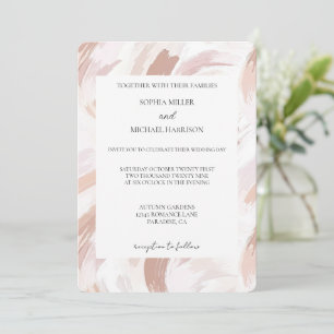 Chic Pink Rose Abstract Wedding Invitation