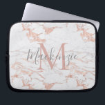 Chic Pink Rose Gold Foil Marble Monogram Laptop Sleeve<br><div class="desc">Chic Blush Pink | Rose Gold Foil Monogram with trendy pink or rose gold foil marble and your custom name and monogram.</div>