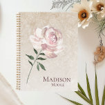Chic Pink Rose Name Personalized  Planner<br><div class="desc">Chic Pink Rose Name Personalized  Day Planner.  Look at this pretty single blooming rose illustration on a modern minimalist beige background.  Your name and choice of fonts can be easily inserted by using Zazzle's design tool.</div>