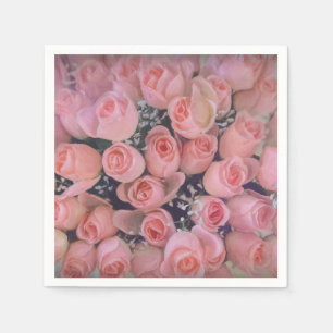 Chic Pink Roses Bouquet Country Vintage Napkin