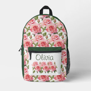 Chic Pink Roses Printed Backpack