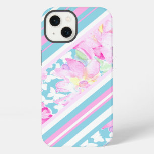 Chic Pink Roses, Turquoise Stripes: iPad Case