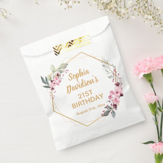 Chic PInk Sakura Flowers 21st Birthday Favour Bags (Sealed)