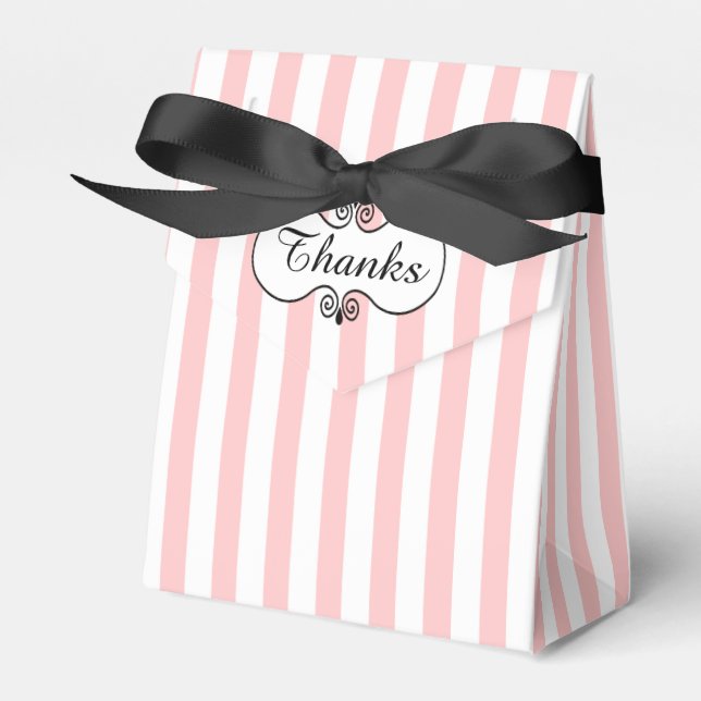 Chic Pink Stripes Occasion Favour Favor Box (Front Side)