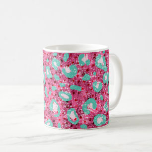 Chic Pink & Turquoise Leopard Print Coffee Mug