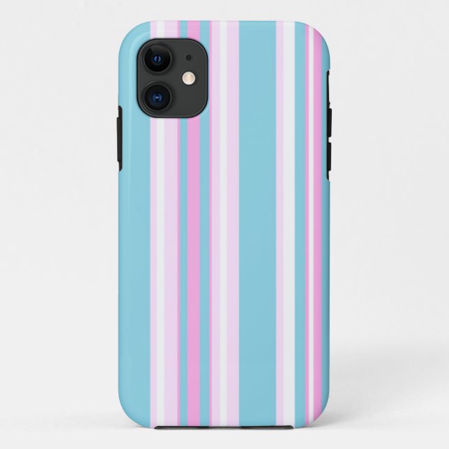 Chic Pink, Turquoise, White Stripe iPhone 5 Case (Back)