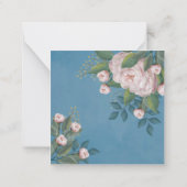 Chic Pink Vintage Rose Floral Elegant Flower Blue Card (Back)