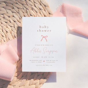 Chic Pink Watercolor Bow Girl Budget Baby Shower