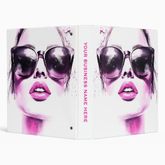 Chic Pink Watercolor Fashion Woman Sunglasses Binder
