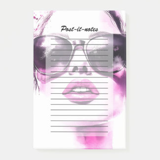 Chic Pink Watercolor Fashion Woman Sunglasses Post-it Notes