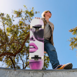 Chic Pink Watercolor Fashion Woman Sunglasses Skateboard