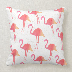 Chic Pink Watercolor Flamingo Pattern Throw Pillow