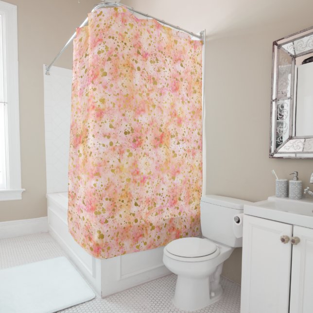 Chic Pink Watercolor Gold Confetti (In Situ)