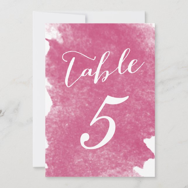 CHIC PINK WATERCOLOR TABLE NUMBER CARDS (Front)