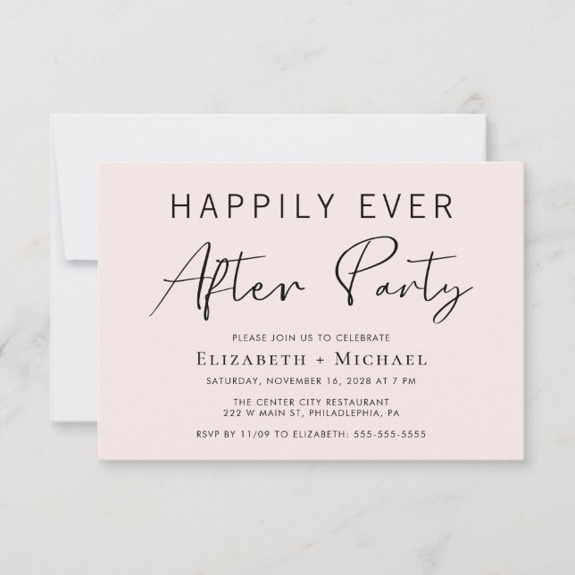 Chic Pink Wedding Reception After Party Invitation (Front)