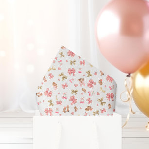 Chic Pink Western Cowgirl Boots, Hats & Bows Tissue Paper