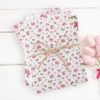 Chic Pink Western Cowgirl Boots, Hats & Bows Wrapping Paper Sheet