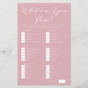 Chic Pink What's in Your Purse Bridal Shower Game